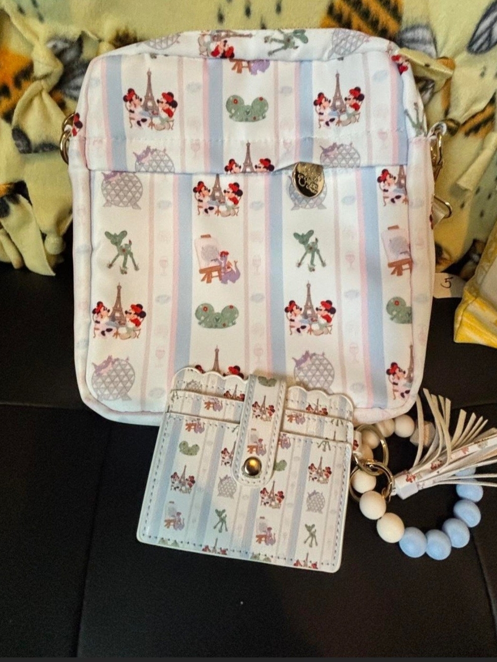 Disney Pastel Pink & Light Blue Striped Crossbody with Card Holder